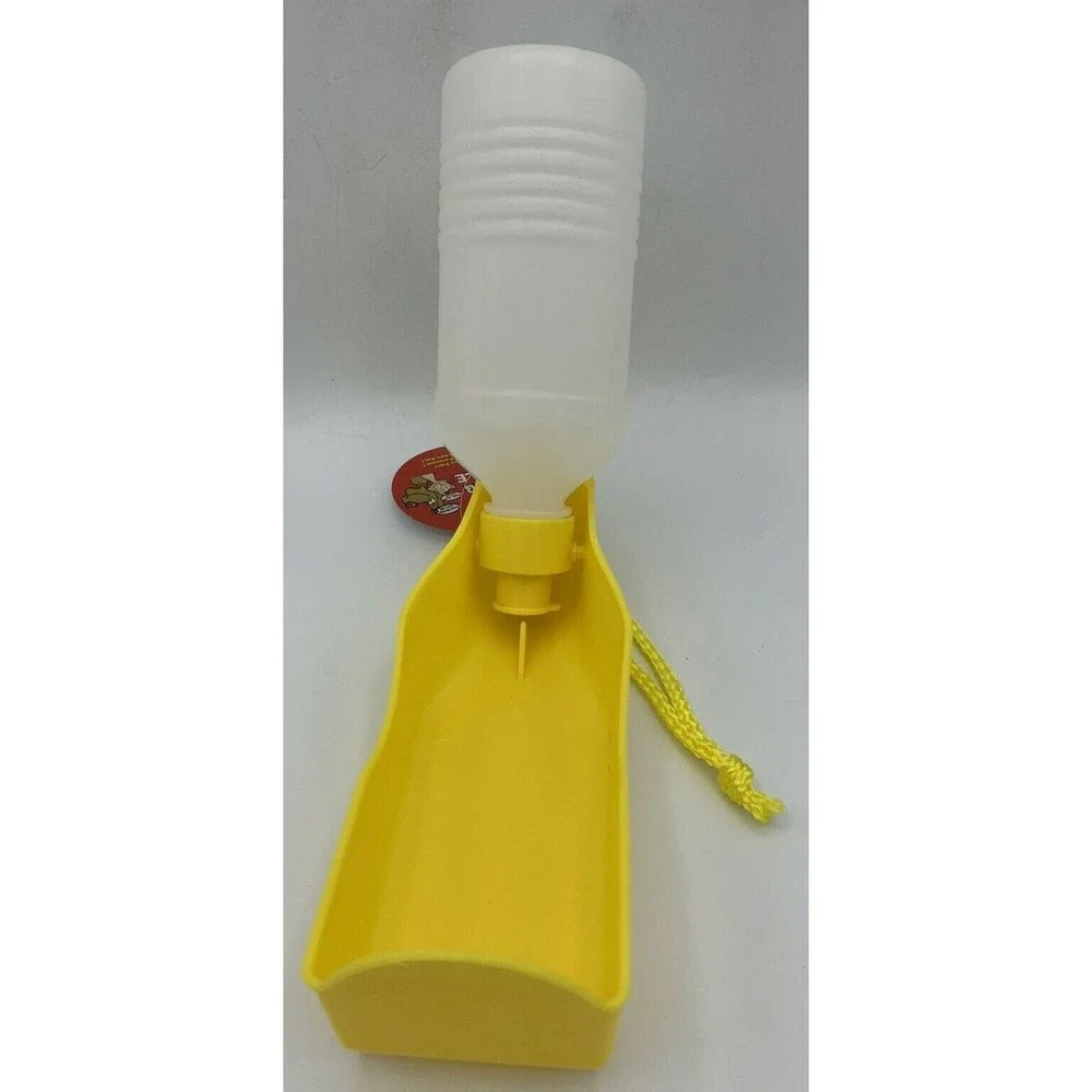 Portable Pet Dog Cat Water Drinking Feeding Bottle Bowl Dish‎ Travel 10oz YELLOW